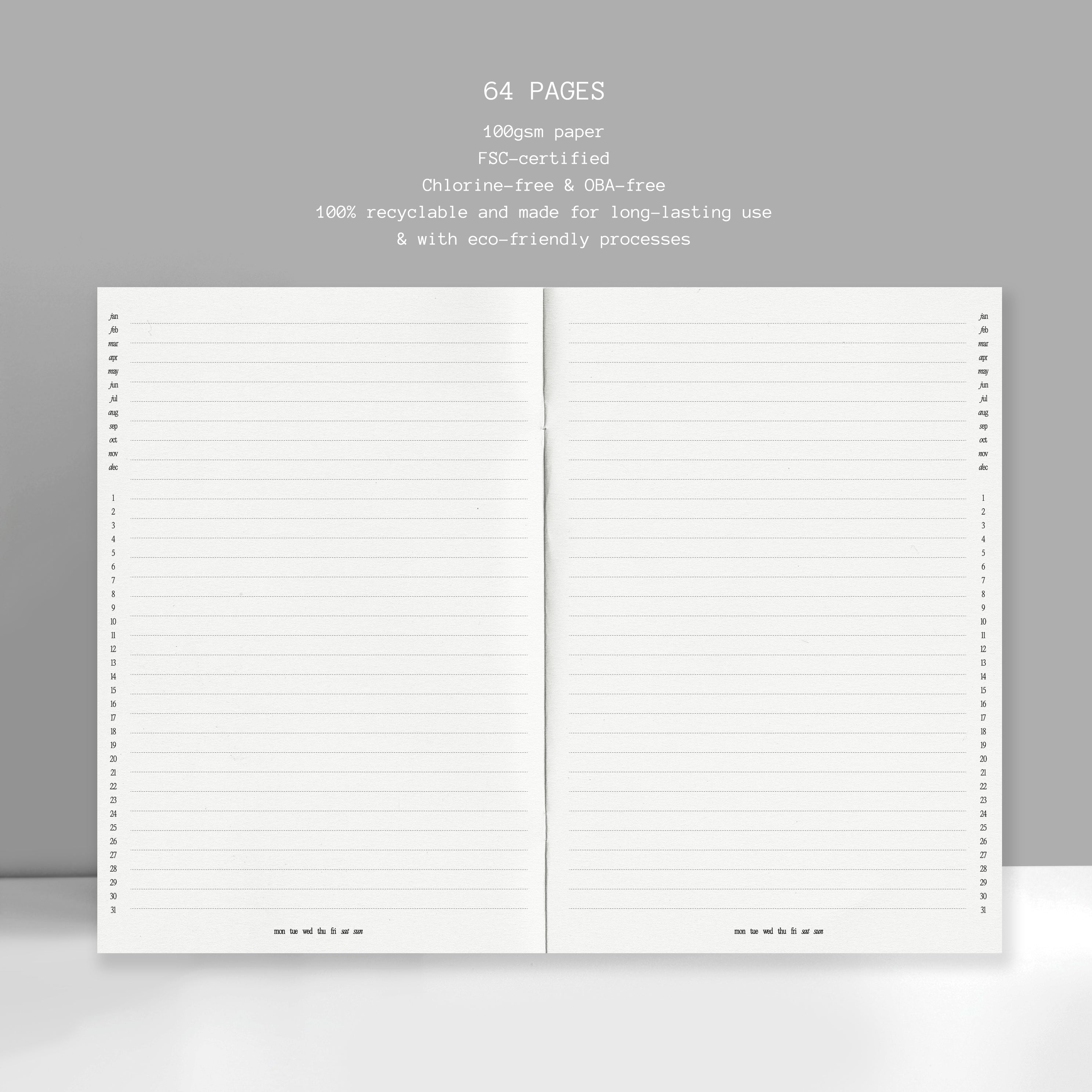 Handgefertigte Einlagen für MyRoadbook A5 | Liniertes mit Datumslinie Papier | Nachfüllbare Journal & Notizbucheinlagen