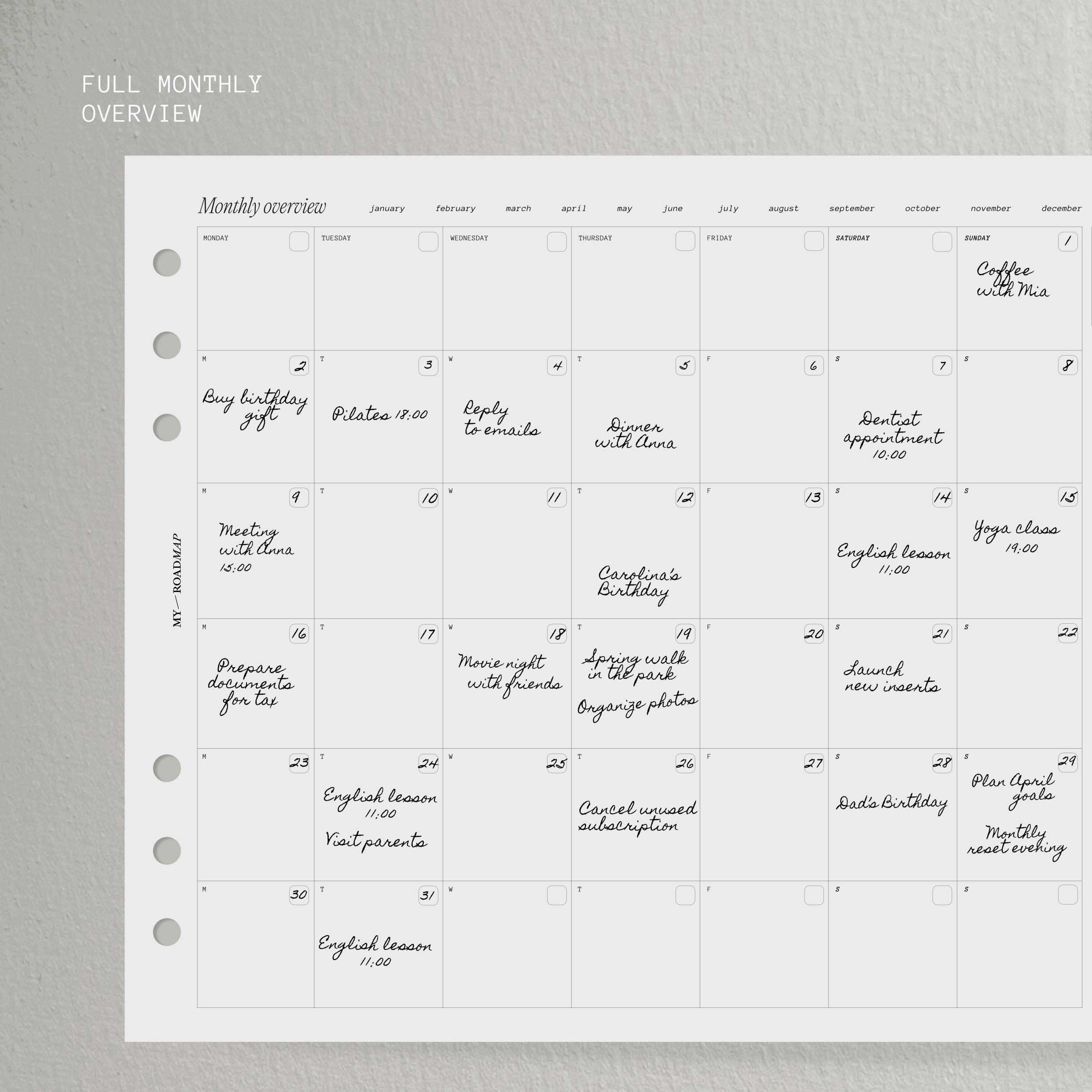 A5 Dreifach Monatsplaner undatiert