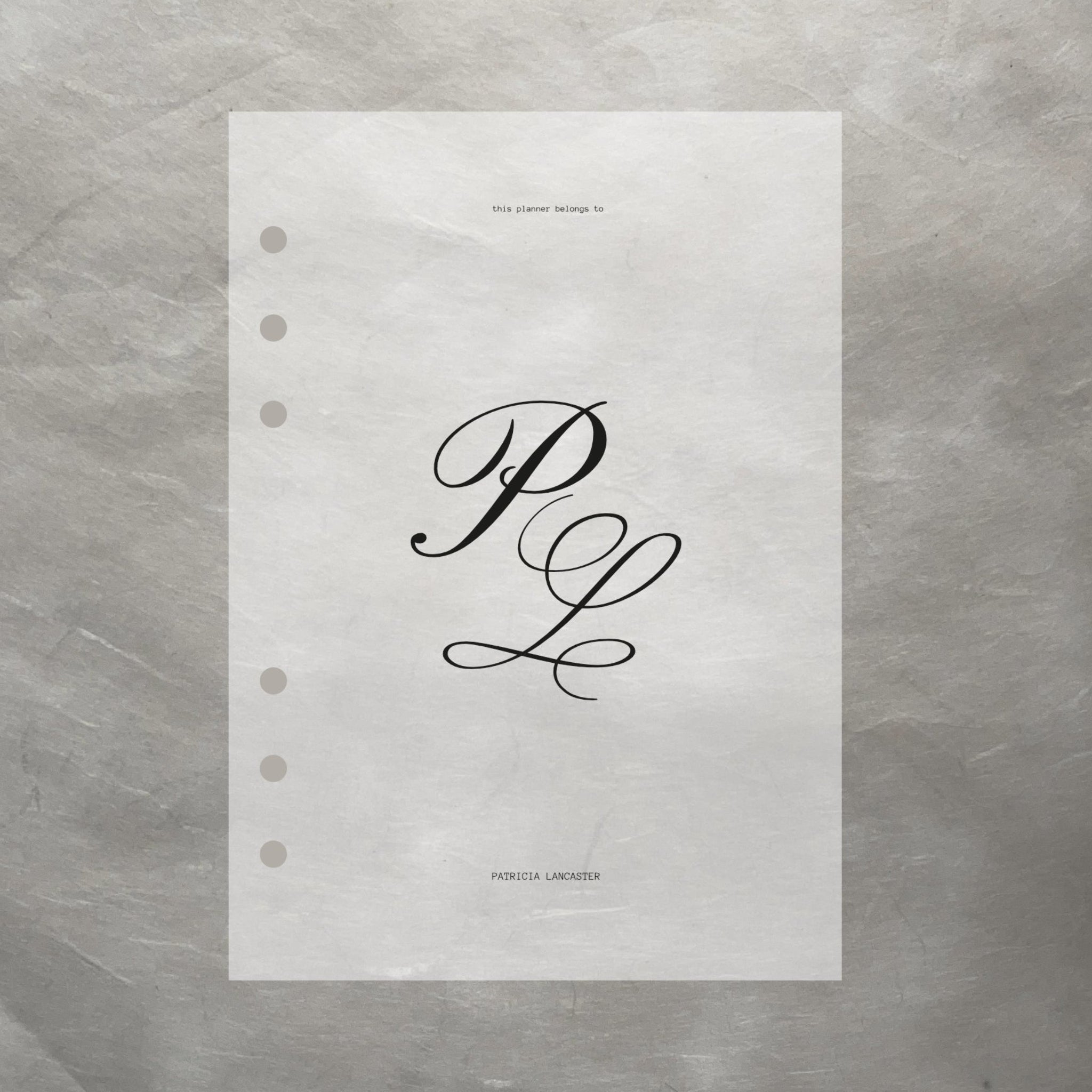 Personalisierter Monogram-Dashboard transparent