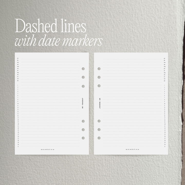 Segmented Line Insert Lined inserts for the planner