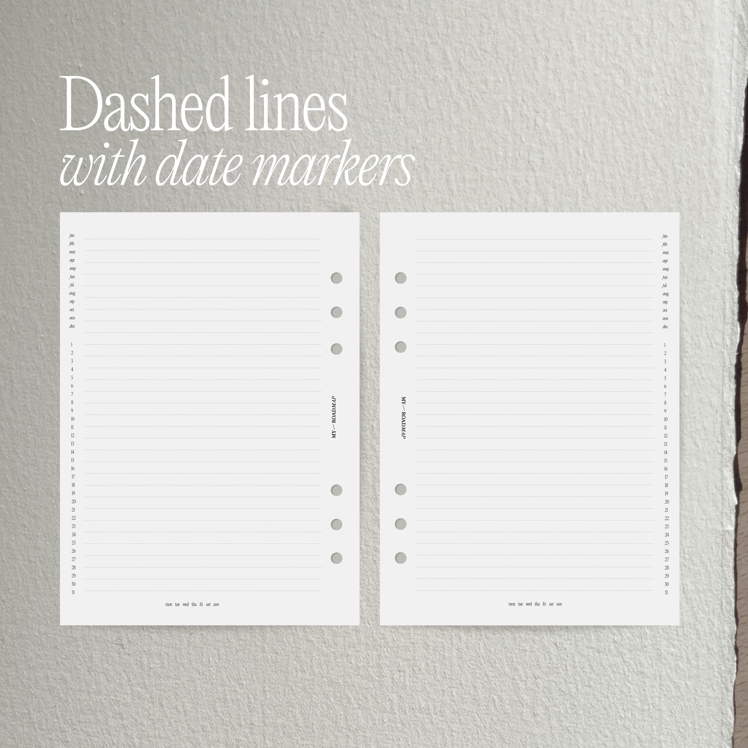 Linierte Einlagen mit Datumslinie