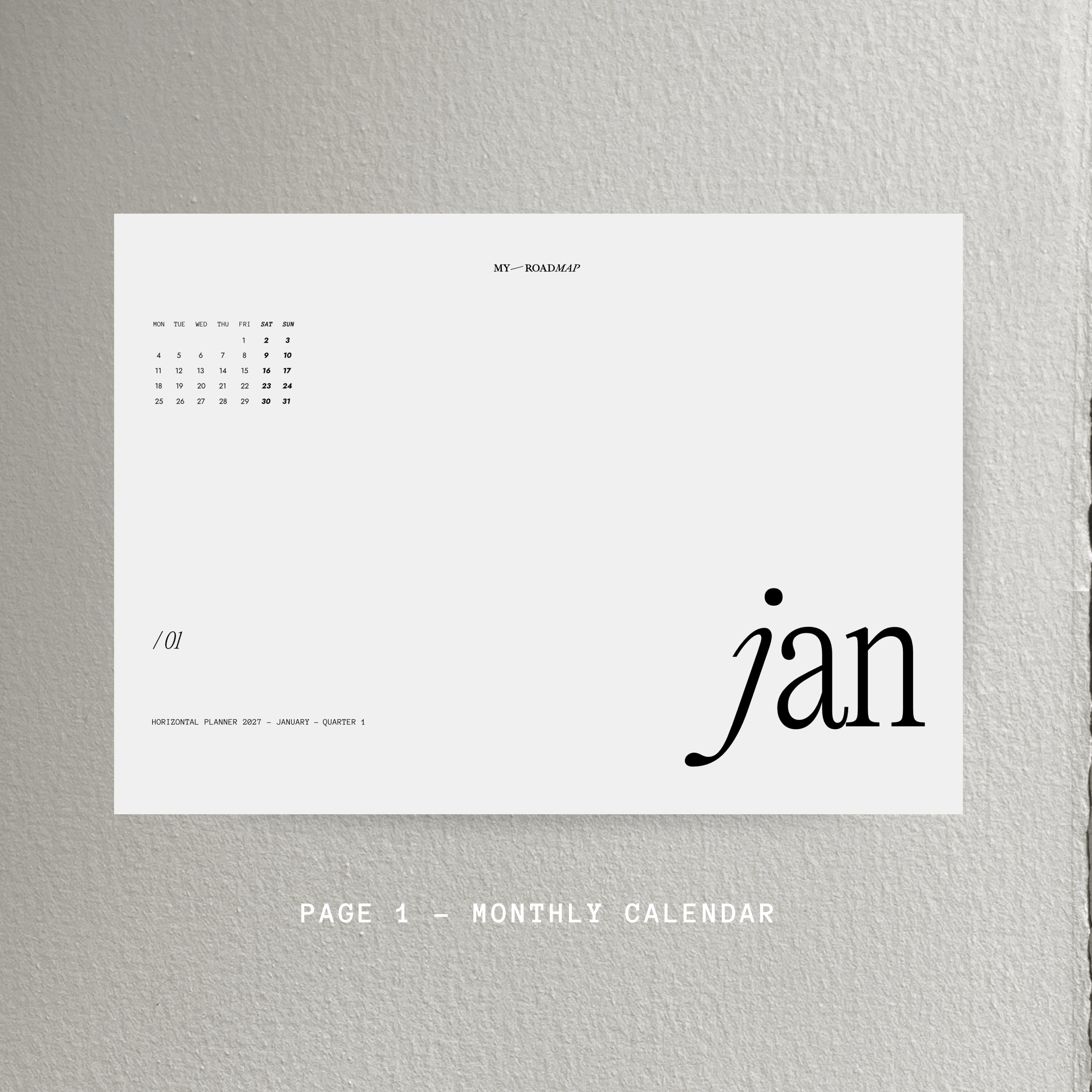 2027 Horizontaler Monatskalender