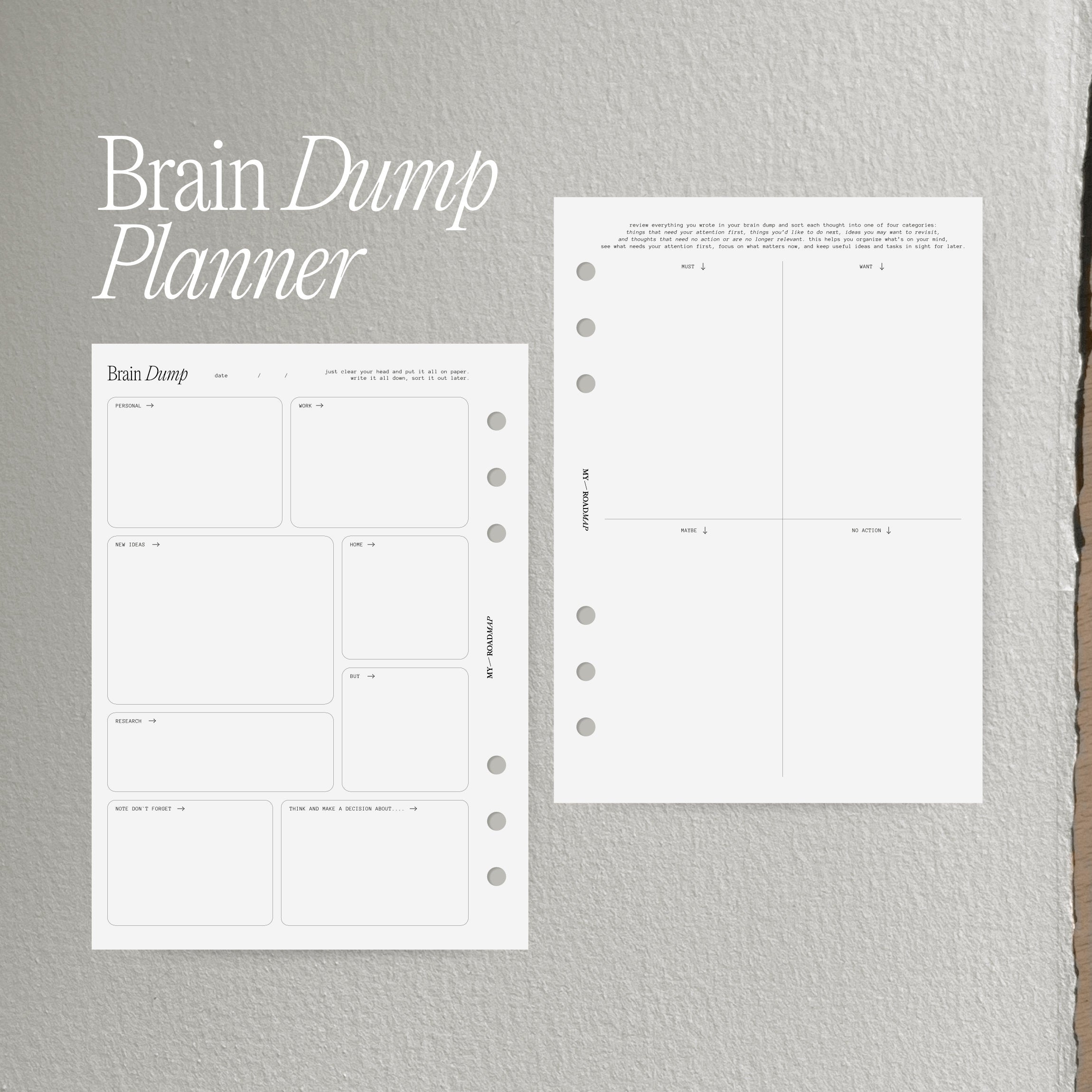 Brain Dump Einlagen