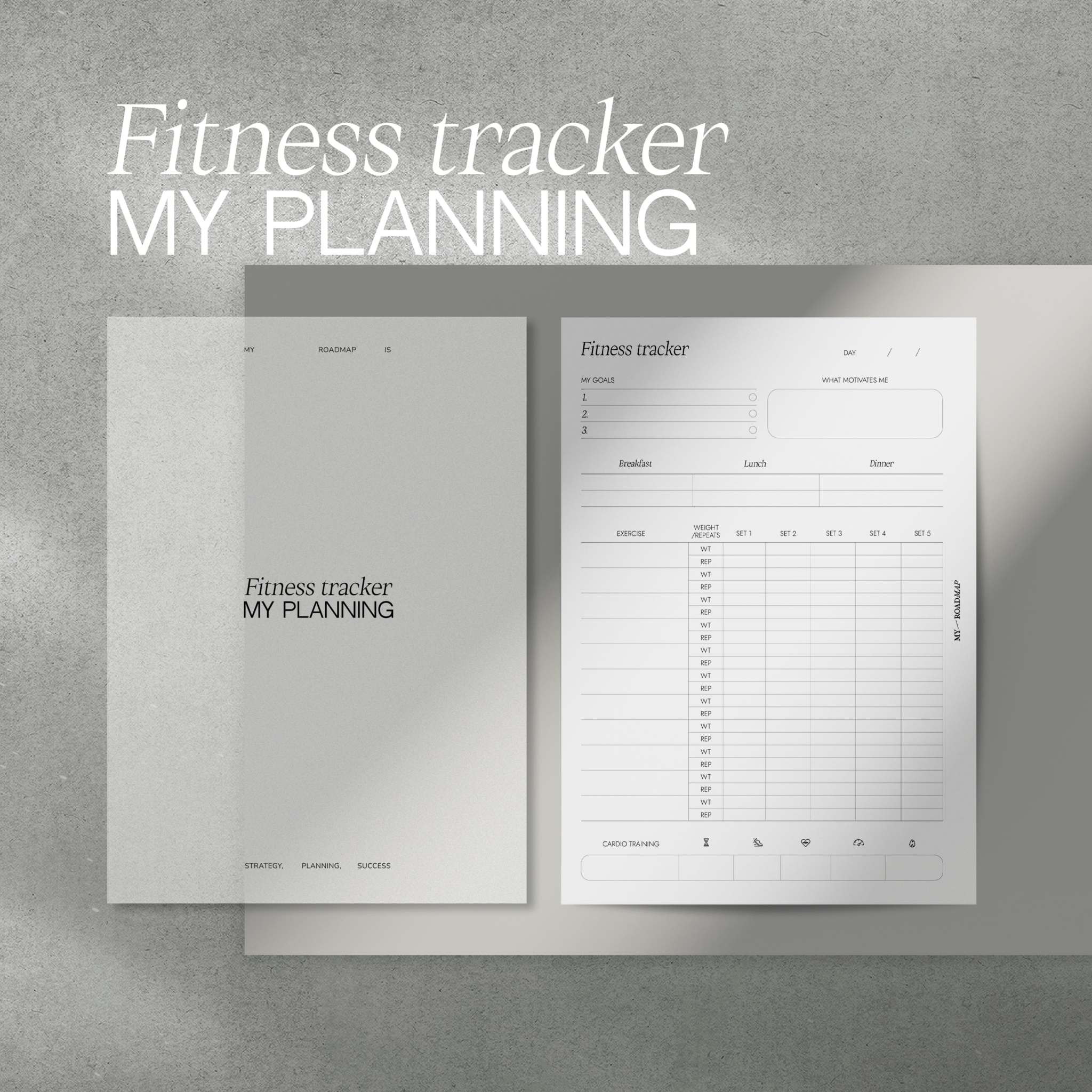 Fitness Tracker Einlagen für Trainingsplanung und Fortschrittsverfolgung auf hochwertigem Papier