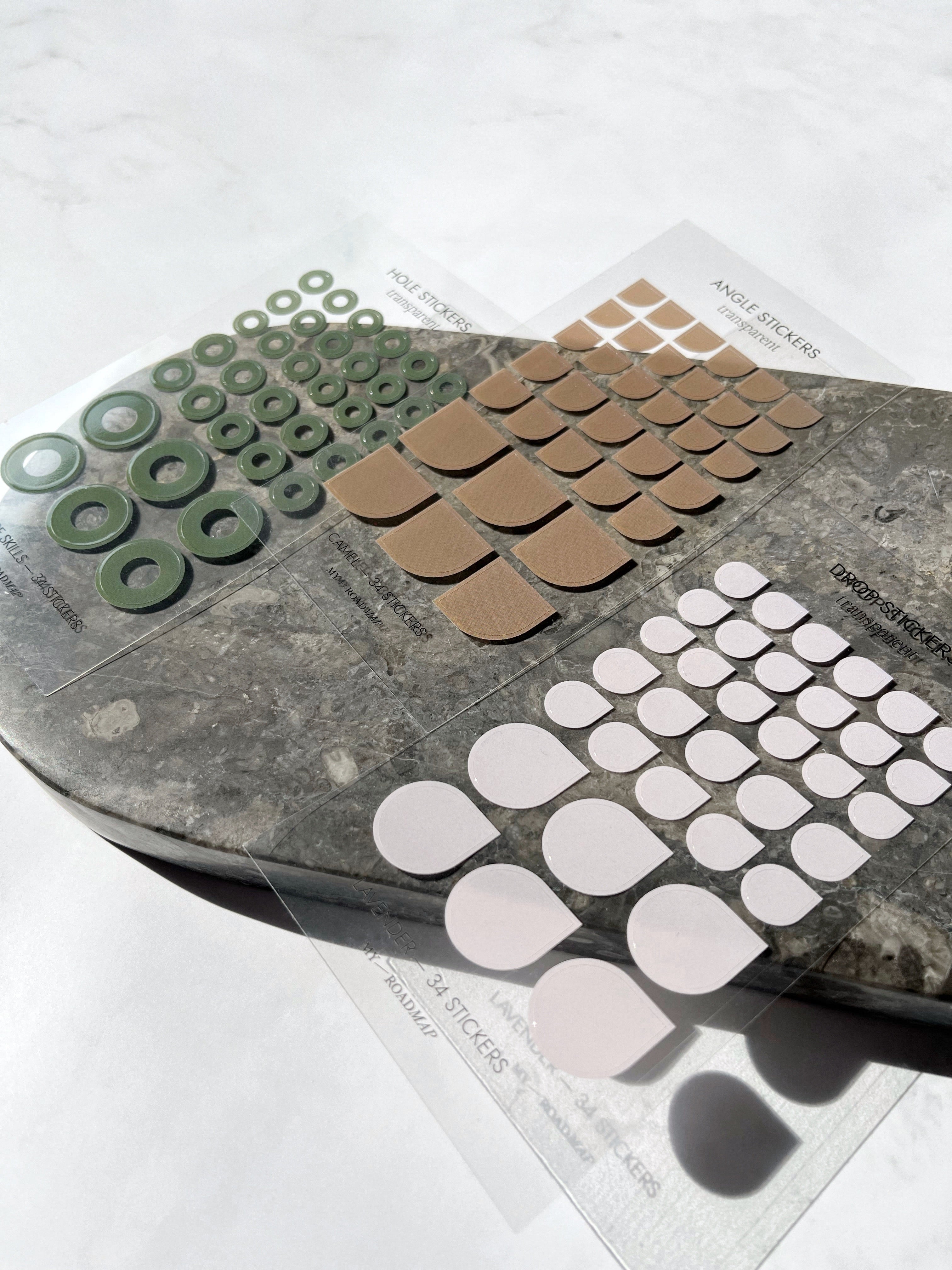 Transparente Planer-Stickers 3 Formen Set