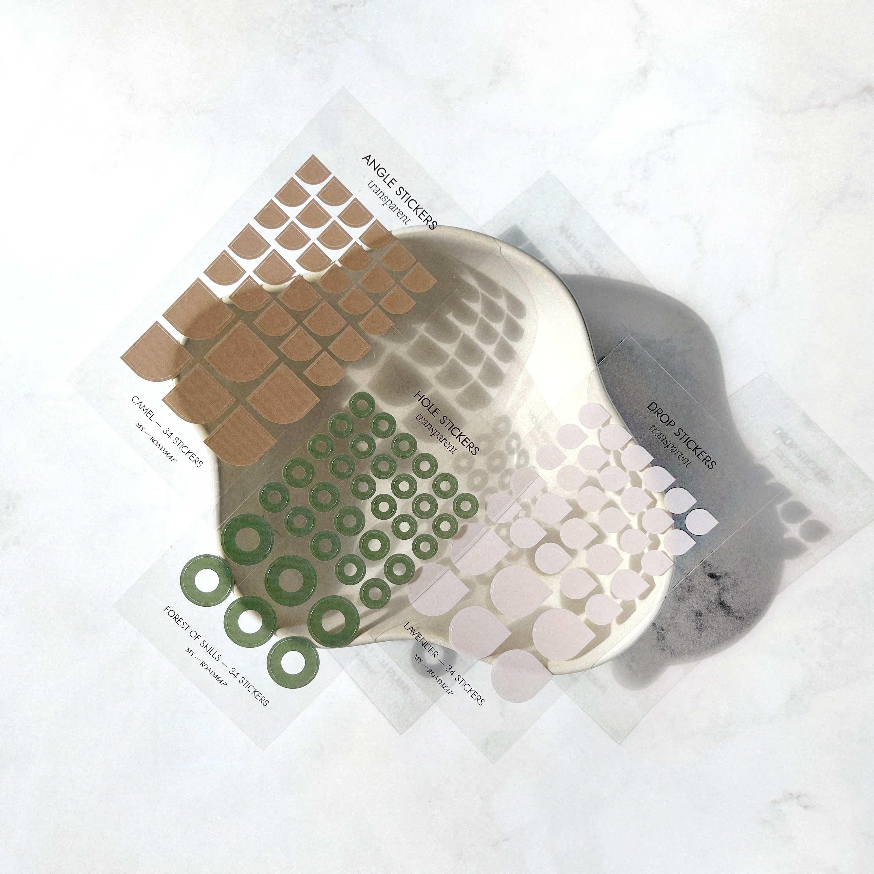 Transparente Planer-Stickers 3 Formen Set