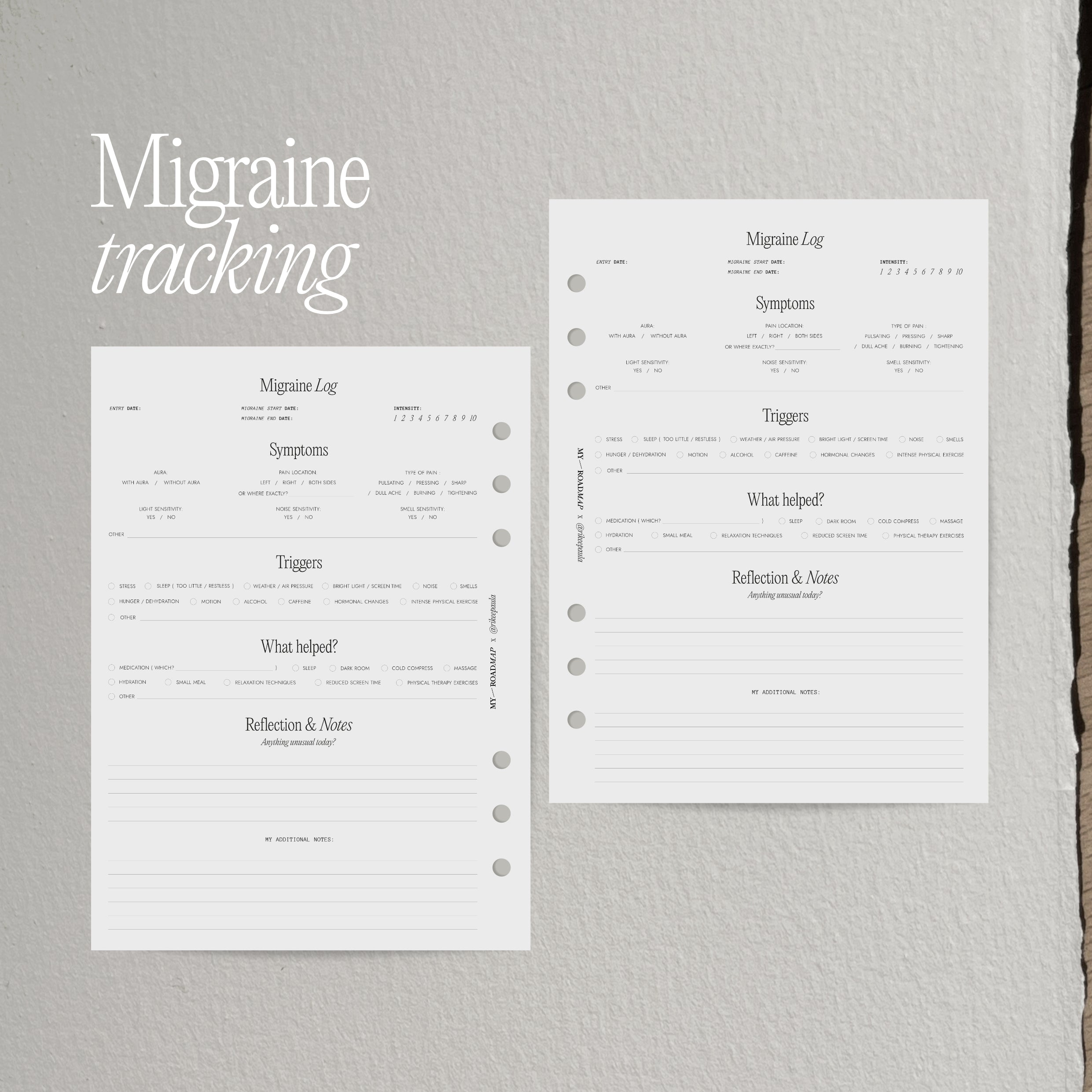 Migräne Tracker Einlagen