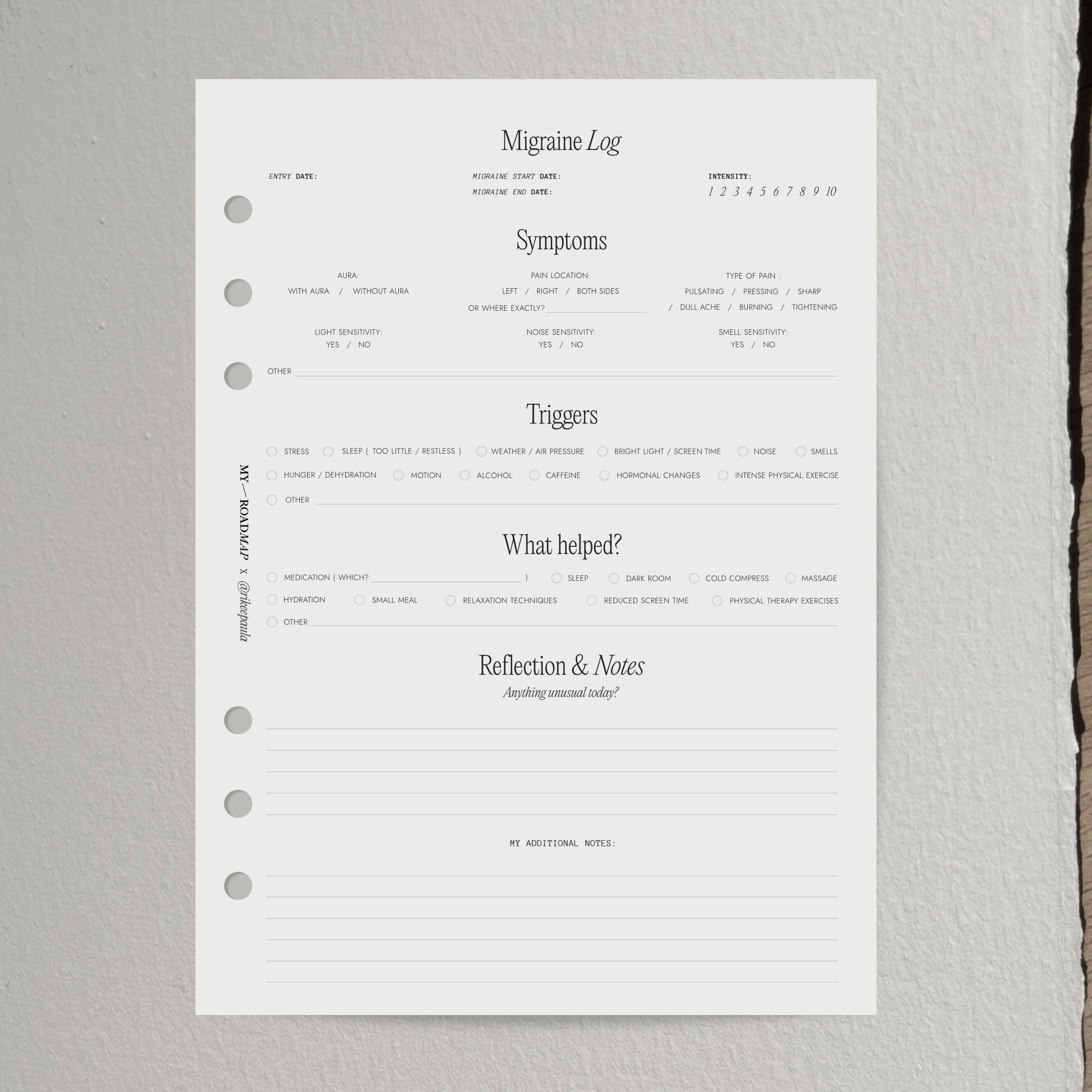 Migräne Tracker Einlagen