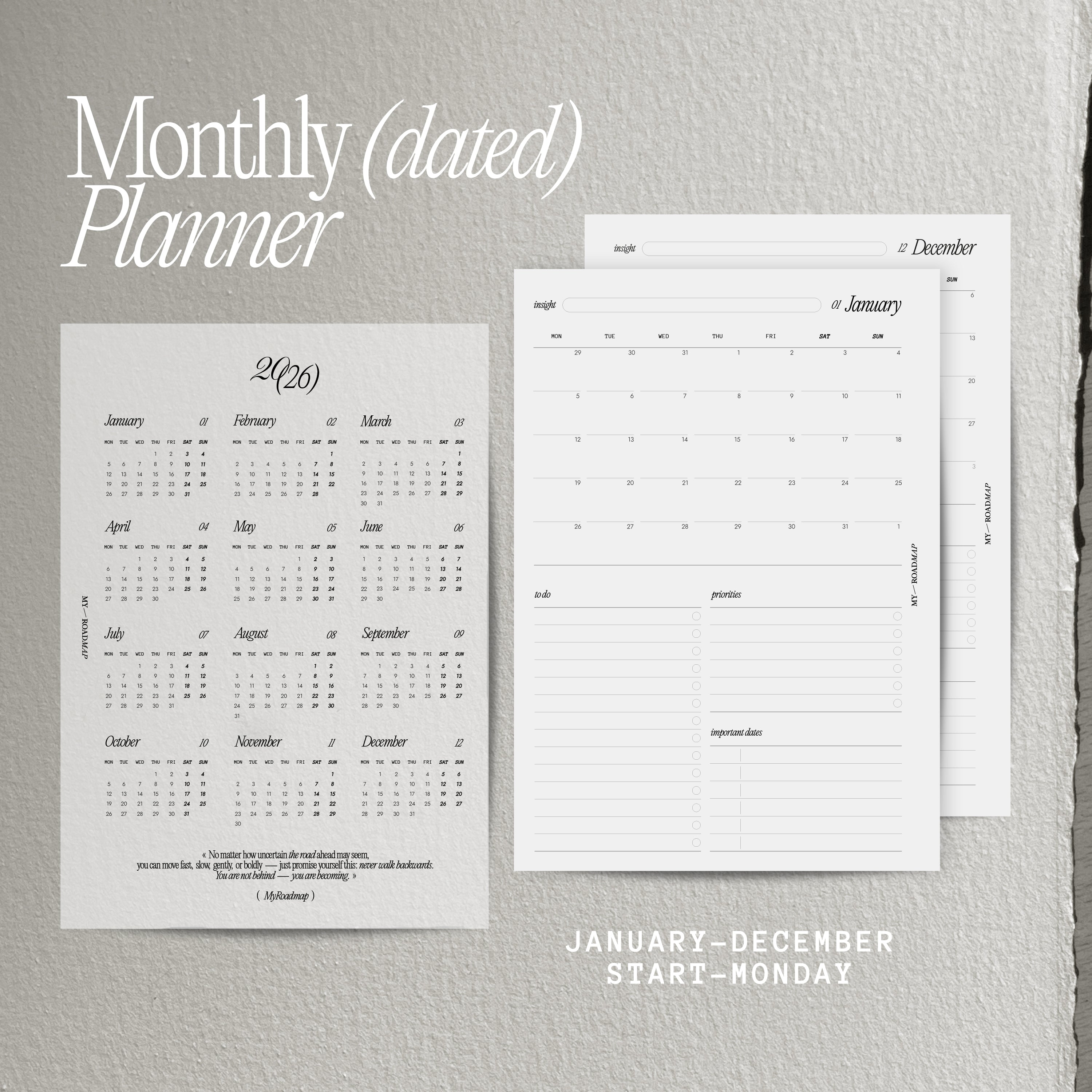 Kalendereinlagen 2026 datiert + Kalender-Dashboard (Edition 2)