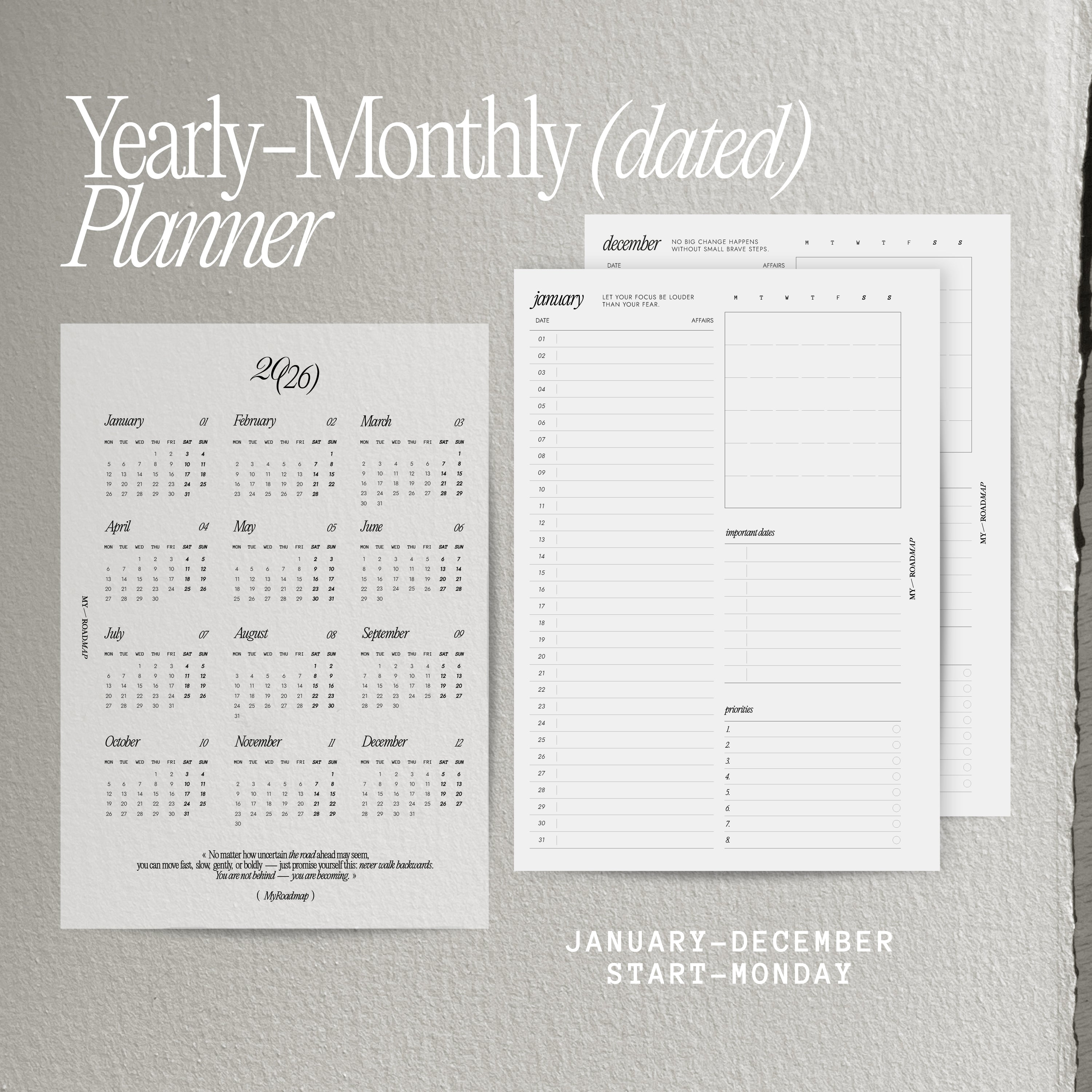 Kalendereinlagen 2026 datiert + Kalender Dashboard (Edition 1)