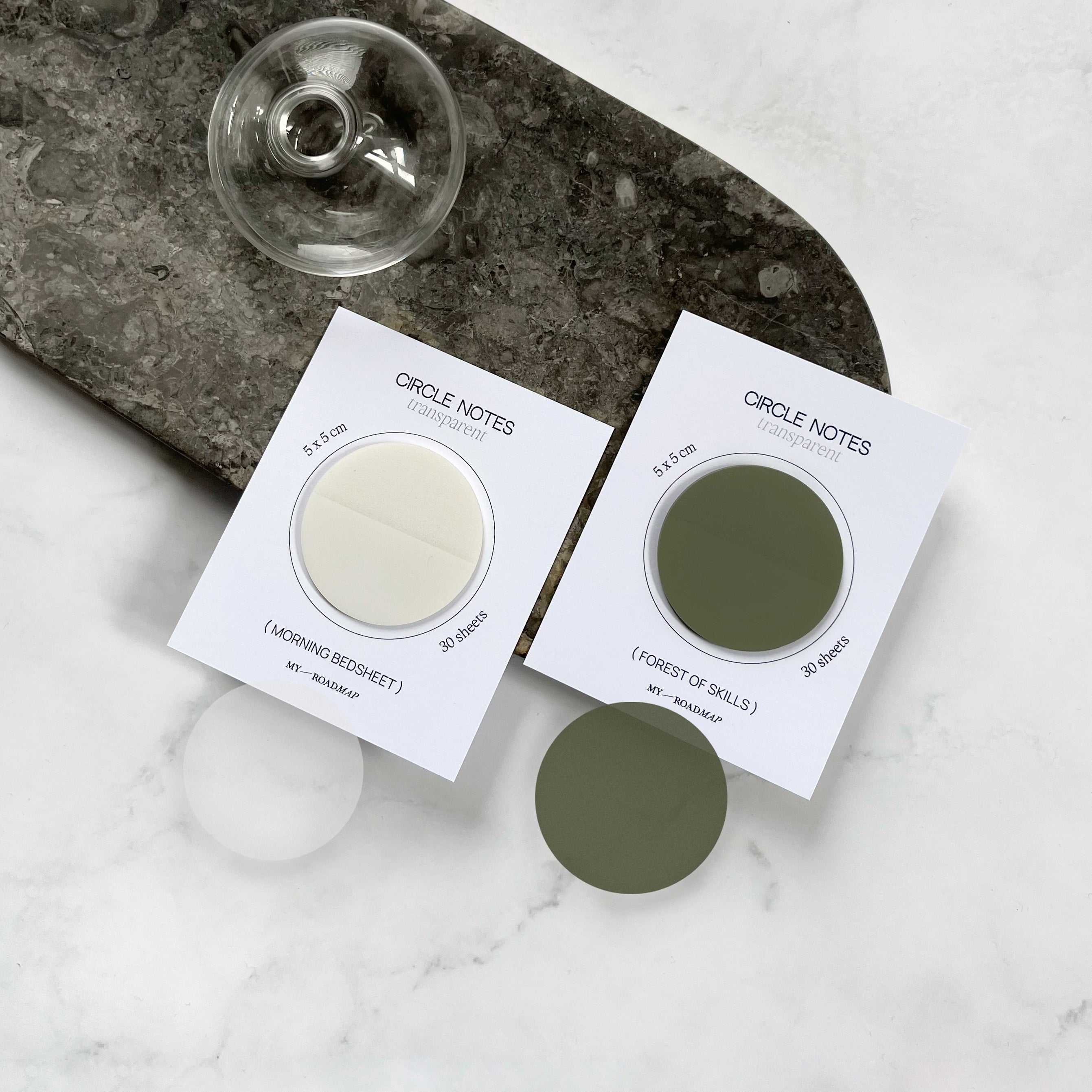 Runde Transparente Sticky Notes 2 Farben-Set