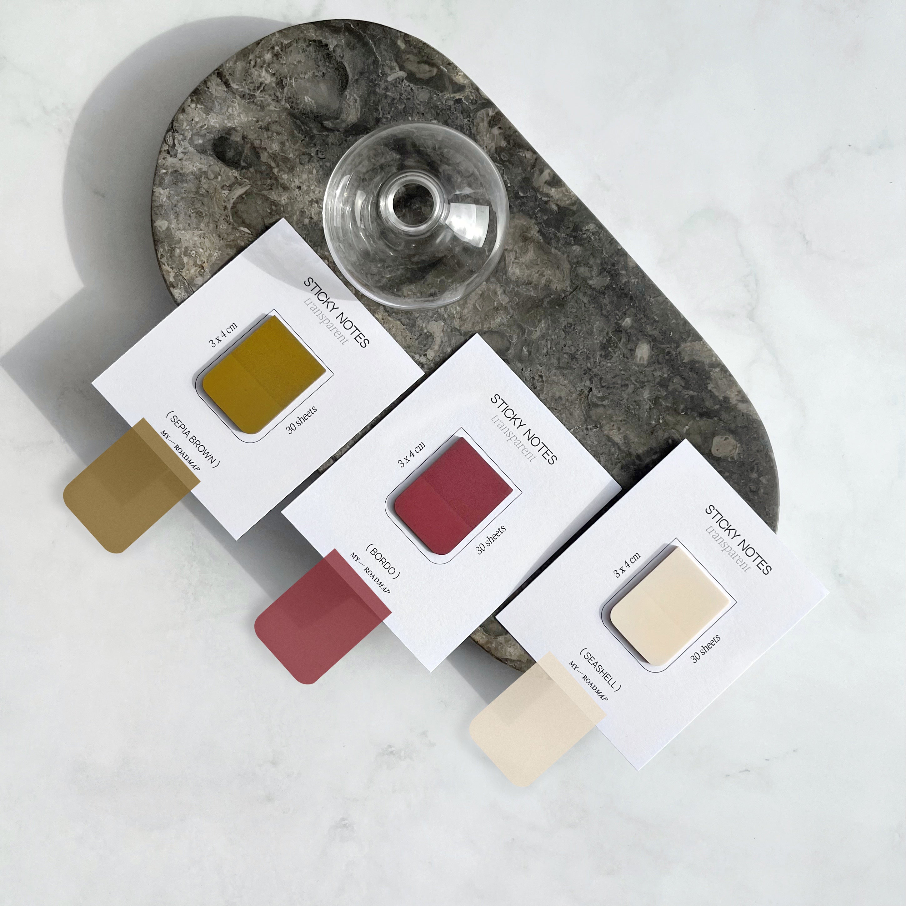 Transparente Sticky Notes 3 Farben-Set