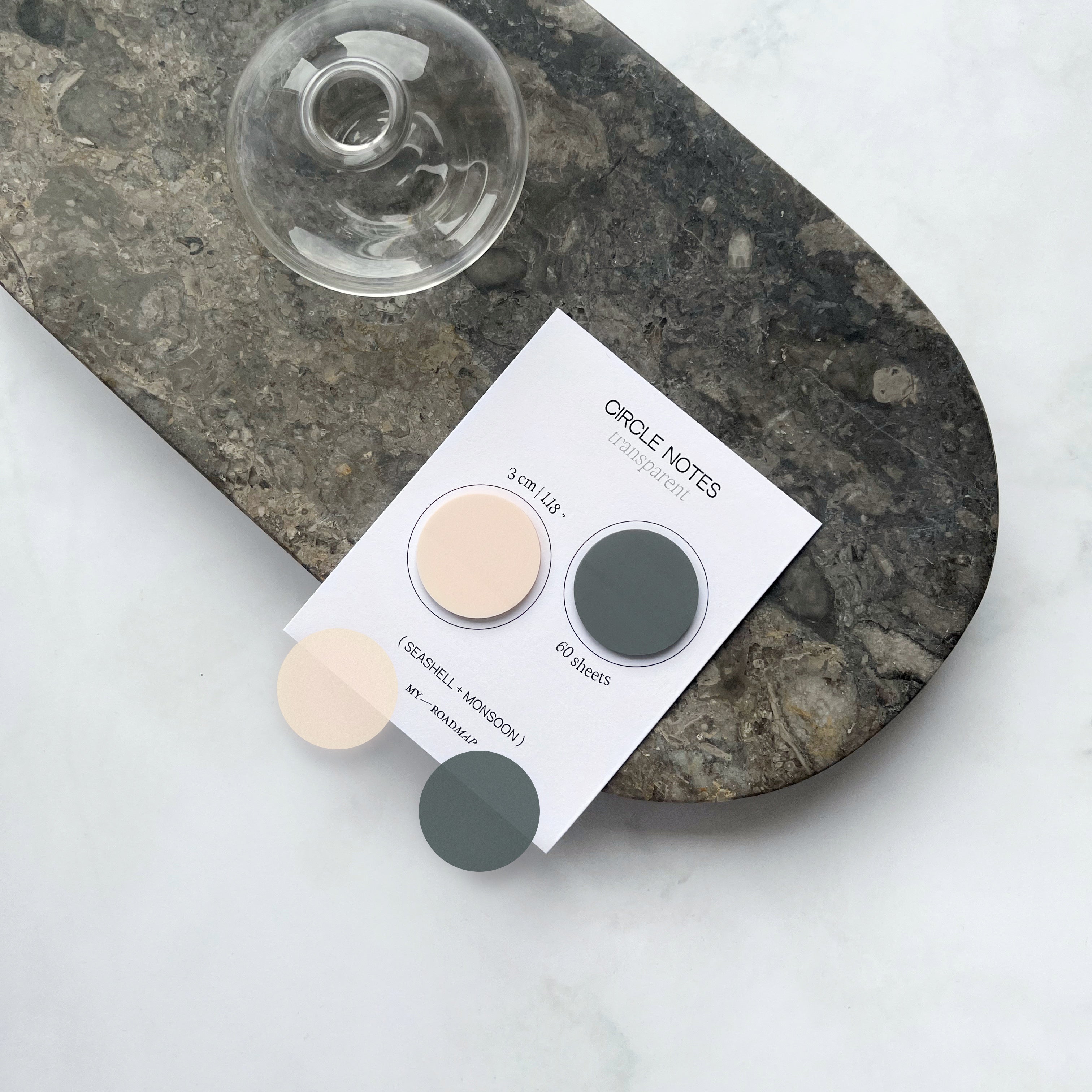 Runde Transparente Sticky Notes 2 Farben-Set