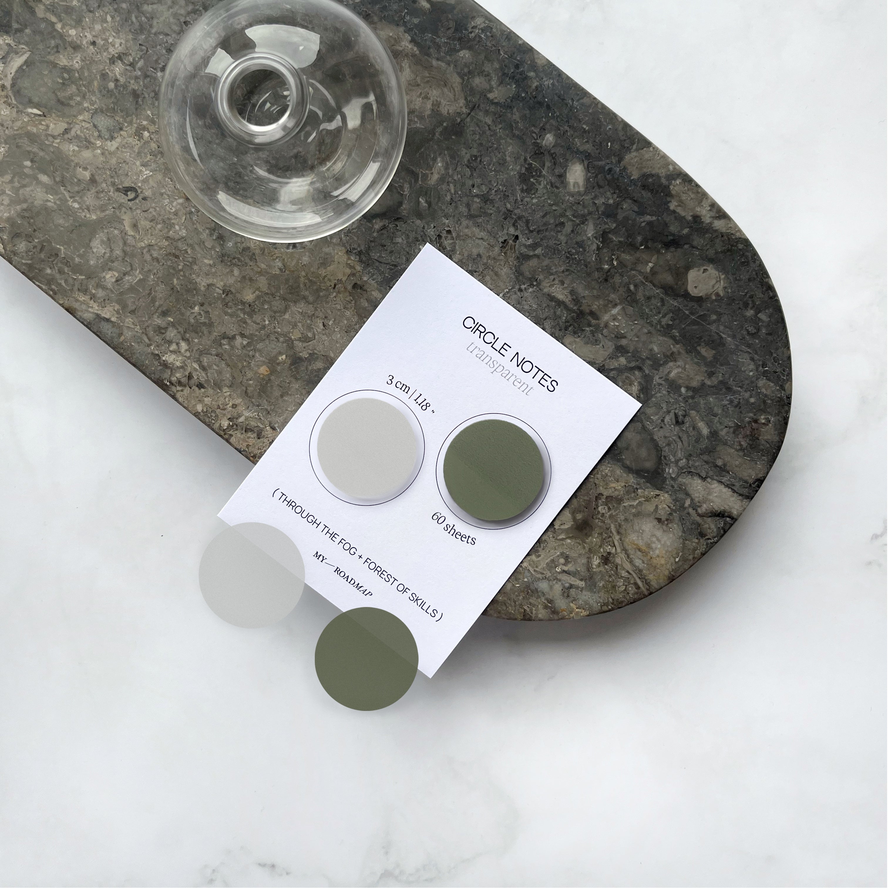 Runde Transparente Sticky Notes 2 Farben-Set