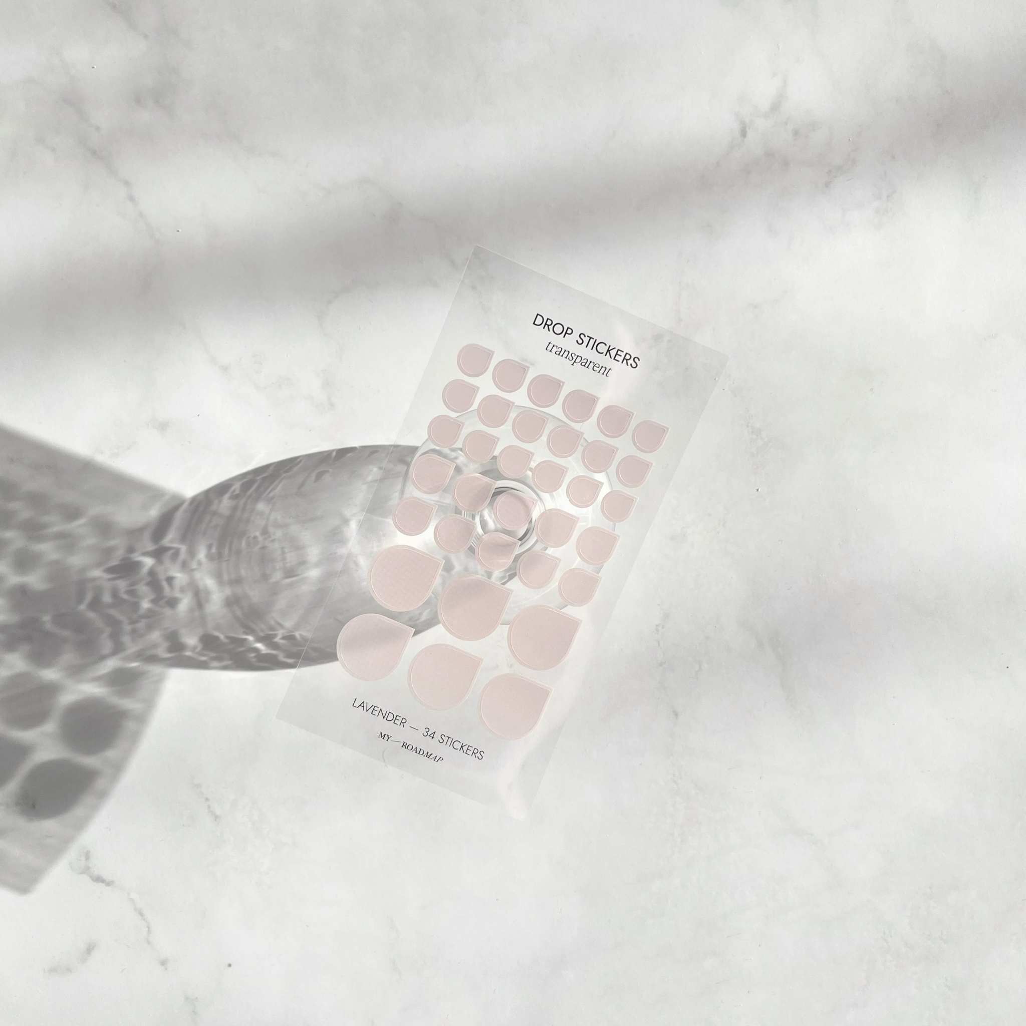 Transparente Planer-Stickers «Drop» in verschiedenen Größen auf Klarsichtfolie zur Markierung wichtiger Ereignisse