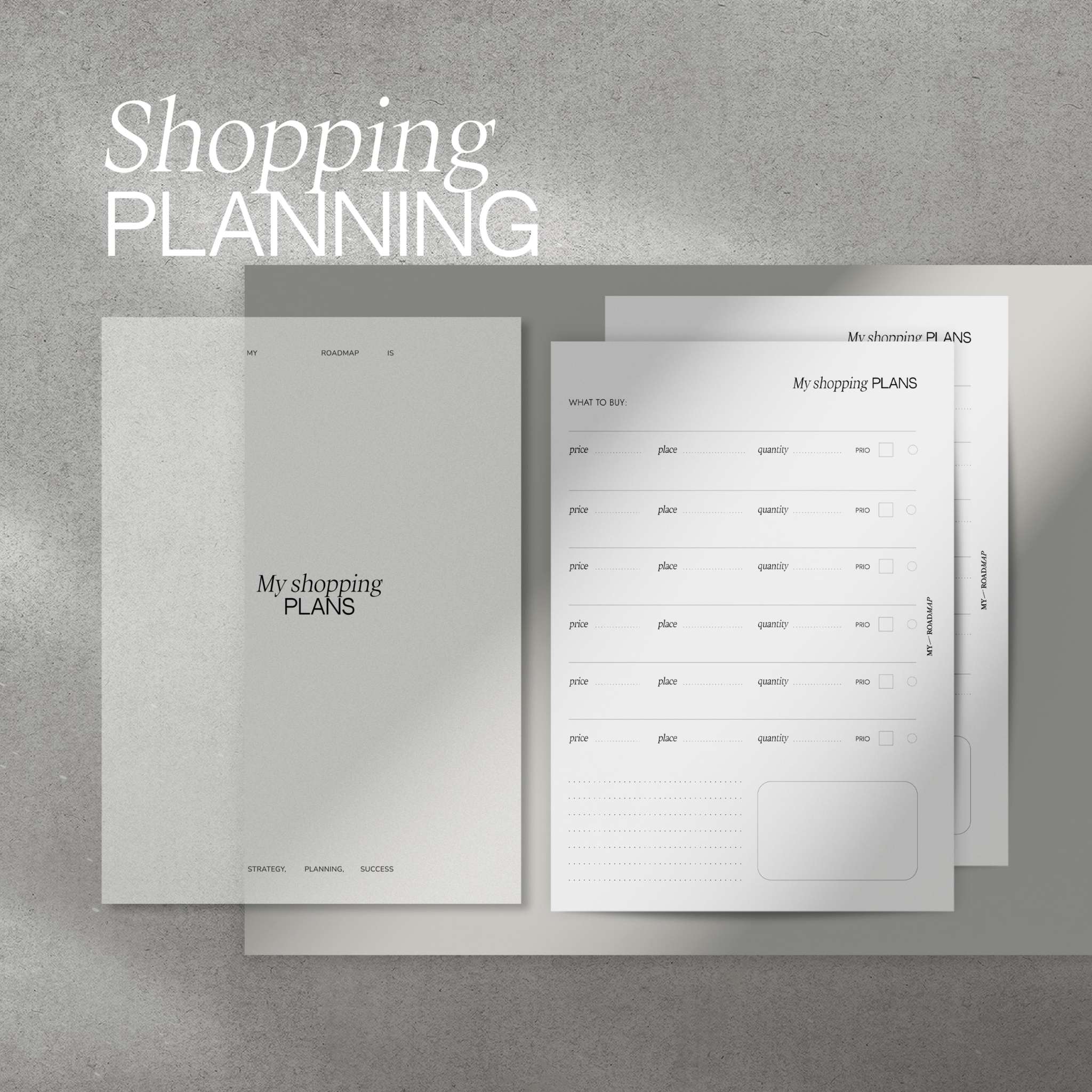 Einkaufsplaner Einlagen mit durchscheinendem Deckblatt und beidseitig bedruckten Shopping Lists für effektive Einkaufsplanung