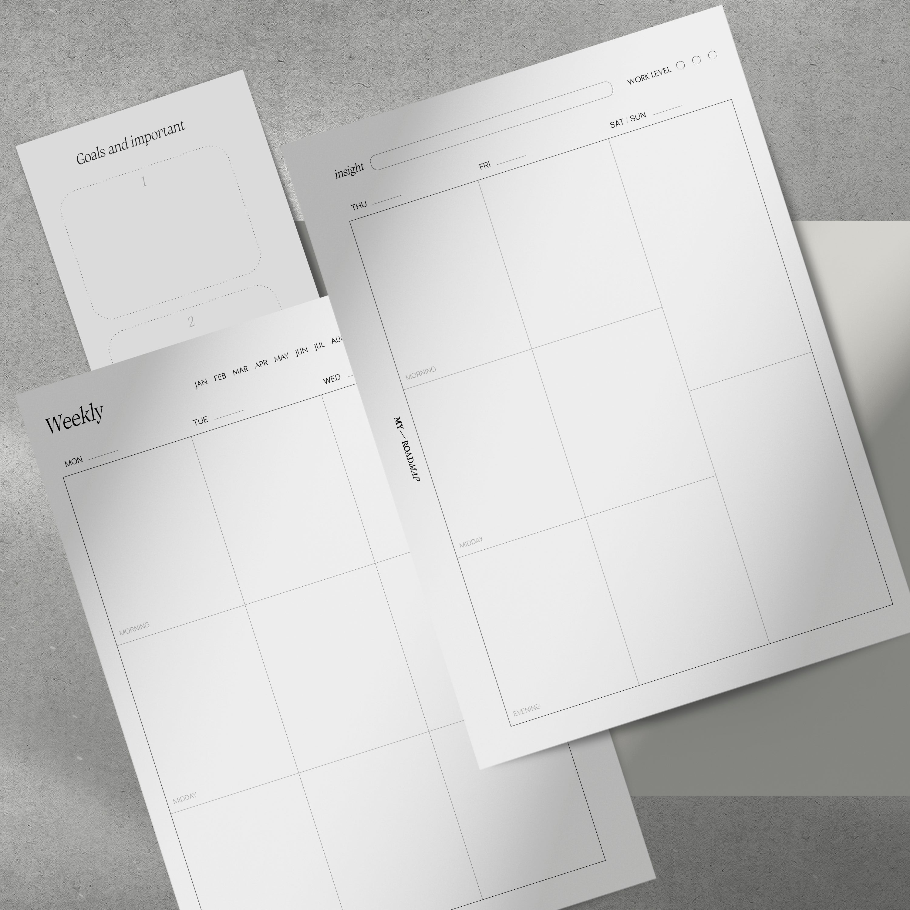 Wochenplaner mit Zwischeneinlagen